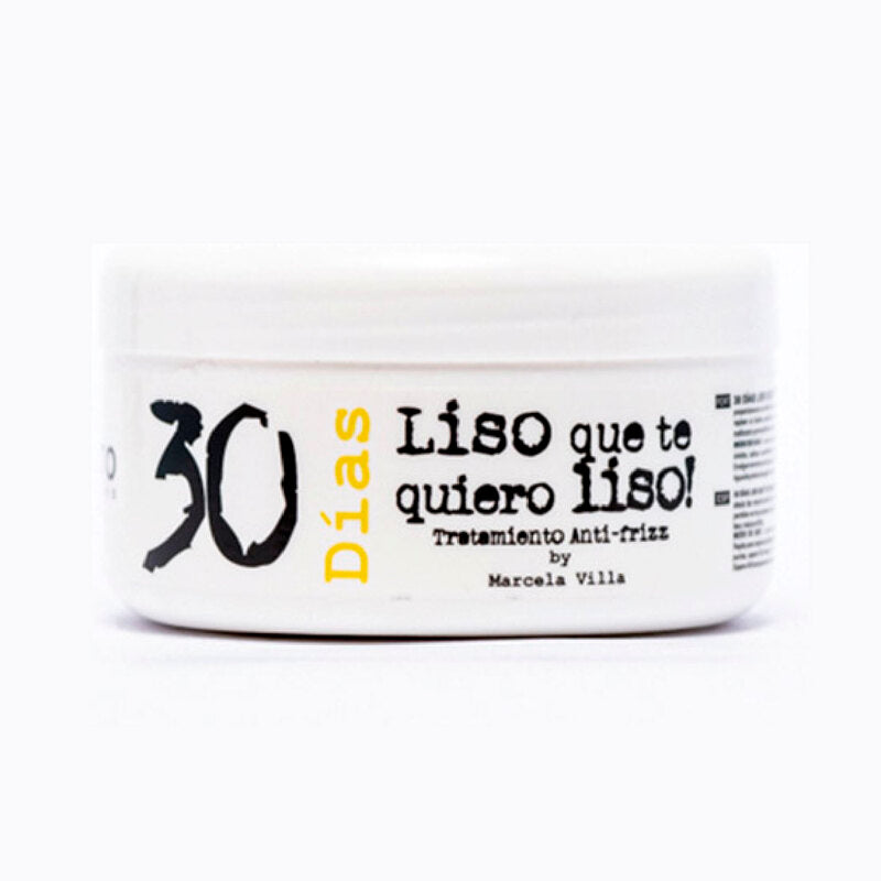 ¿Por qué sufrir por frizz? Soy 30 Días Liso, tratamiento antifrizz ideal para pelo liso con frizz y volumen. No hago maravillas ni aliso, soy progresivo. Si eres crespa y quieres mantener tus ondas, no me apliques, contengo carbocisteína que afecta la forma del cabello. Úsame cada 30 días, sin abusar. Modo de aplicación: lava con shampoo profundo, aplica sobre pelo húmedo, espera 30 min, enjuaga, seca y plancha en mechones. Espera 48 h para lavar.