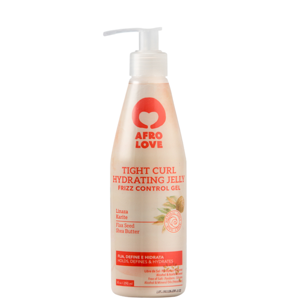 Soy hidratante y suave, Tight Curl de Afro Love. Amo rizos definidos, sin frizz y brillantes gracias al aceite de linaza y manteca de karité. No dejaré tu cabello tieso (si usas la cantidad adecuada). Mezclarme con agua, tu crema de peinar favorita o usar solo está bien. ¡Si estás en transición, me adorarás! 