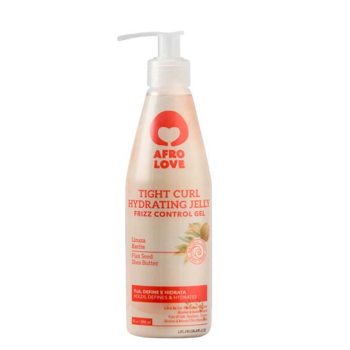 Soy hidratante y suave, Tight Curl de Afro Love. Amo rizos definidos, sin frizz y brillantes gracias al aceite de linaza y manteca de karité. No dejaré tu cabello tieso (si usas la cantidad adecuada). Mezclarme con agua, tu crema de peinar favorita o usar solo está bien. ¡Si estás en transición, me adorarás! 